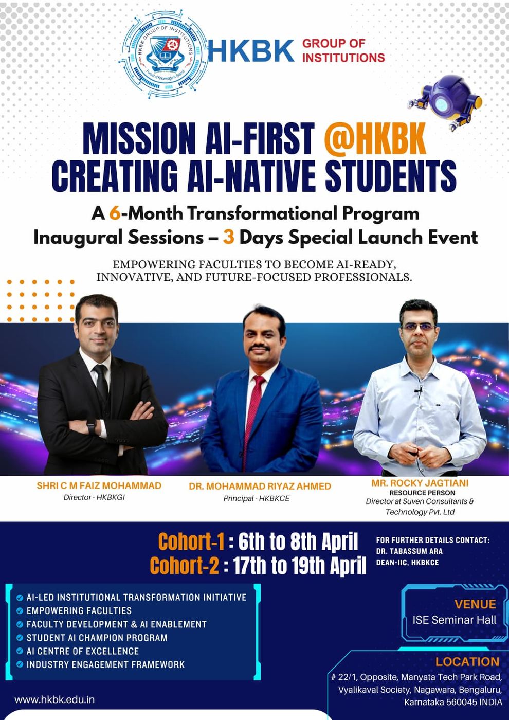 Mission AI-First @HKBK: poster for the 6-month programme and its April cohorts